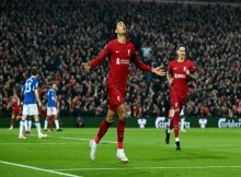 Cody Gakpo celebrating a goal. (Photo- Liverpool FC Twitter)